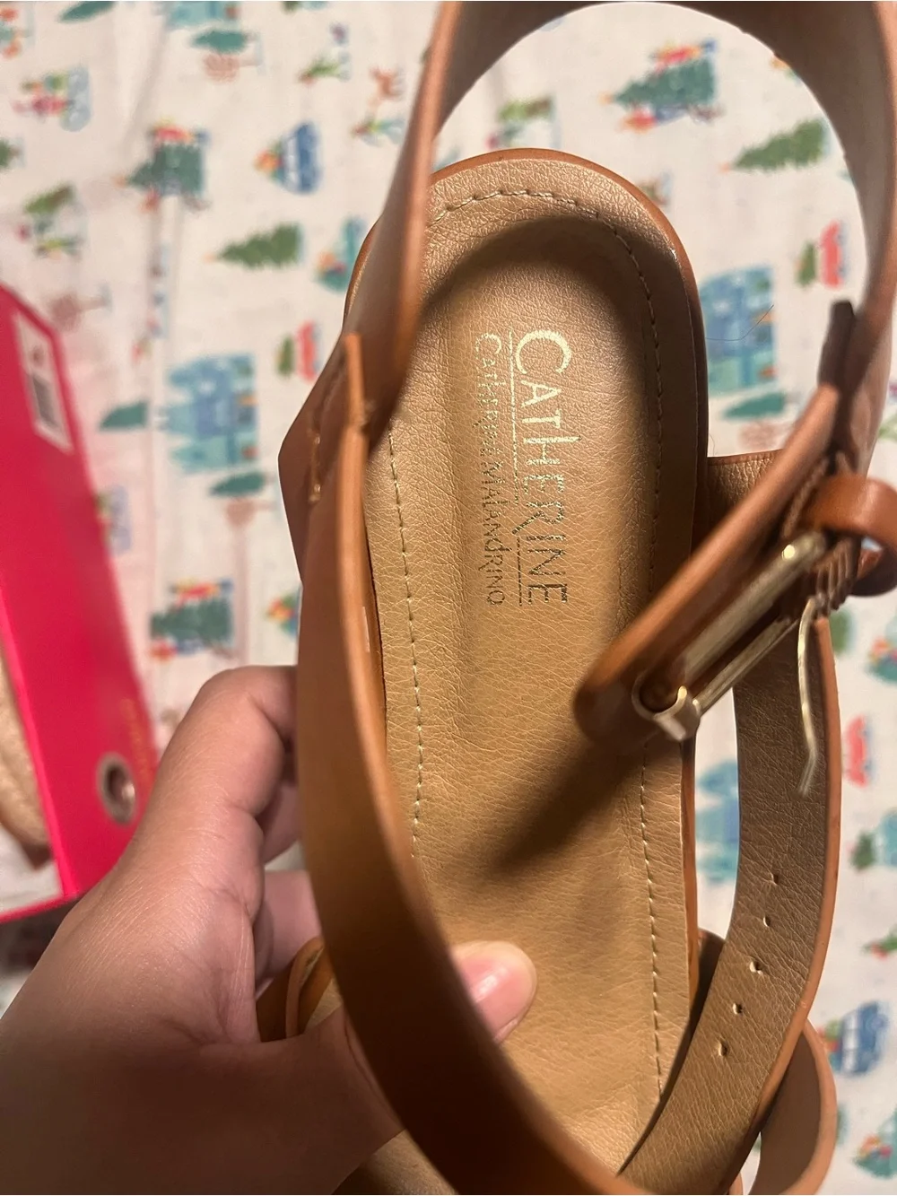 Catherine Malandrino Brown Leather Strappy Wedge Sandals
